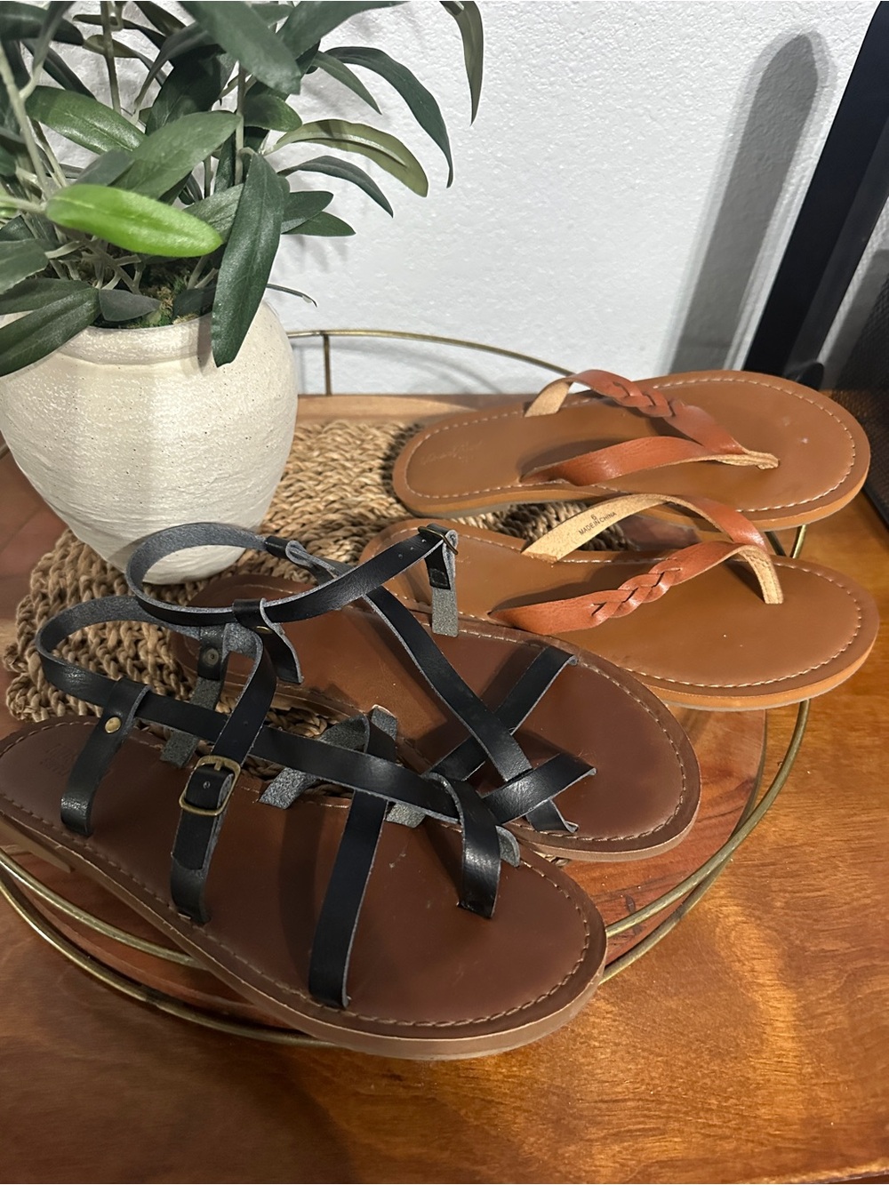 Mossimo Women’s Strappy Sandals - Black & Universal Threads Braided Flip Flops